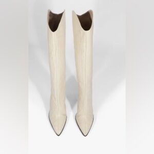 MARYANA BLOCK CROCODILE-EMBOSSED LEATHER BOOT